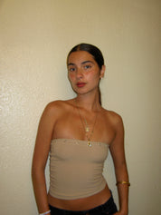 Nude Eyelet Bandeau Top