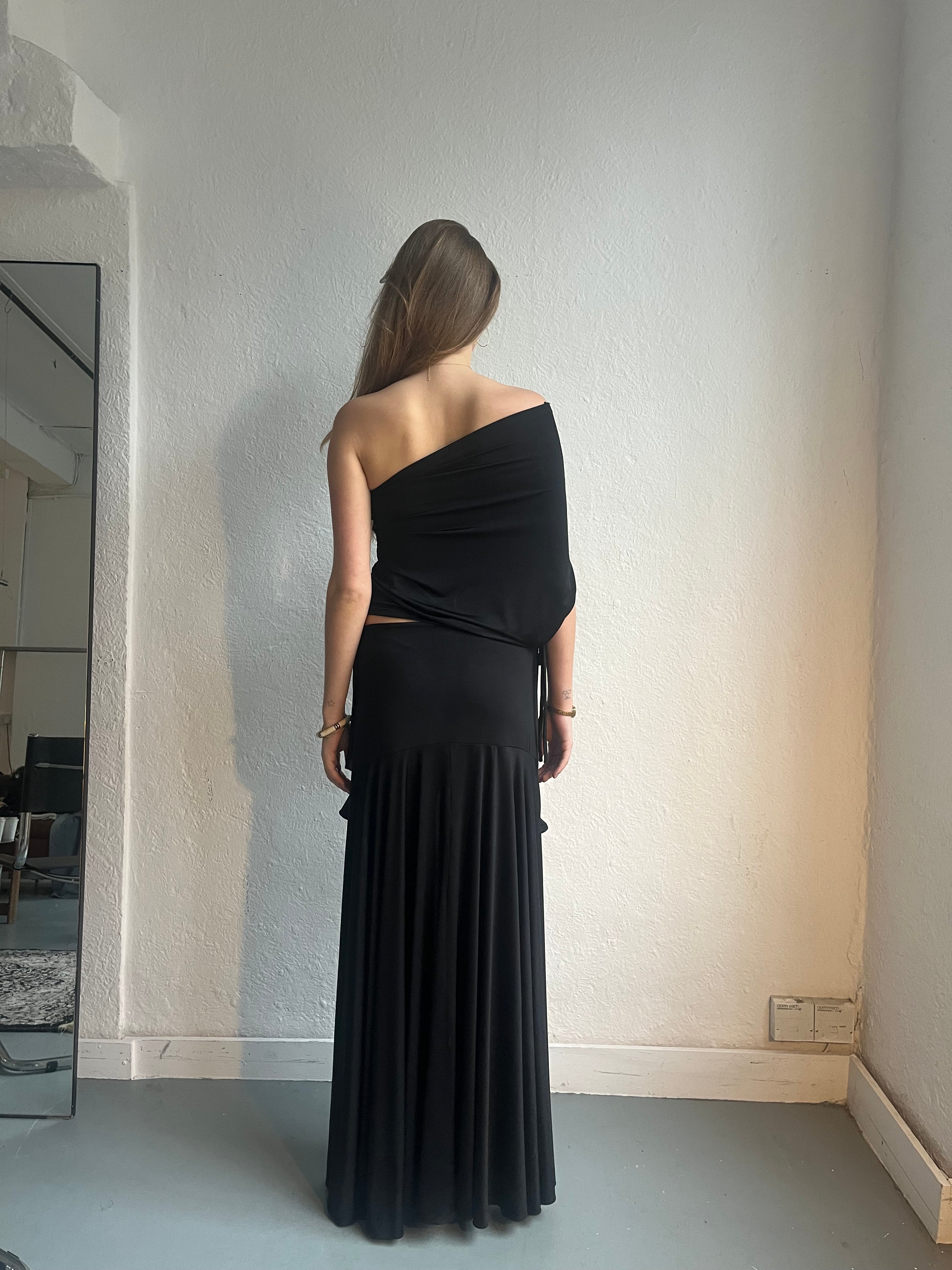 ZOE bilayer maxi skirts スリット タイトスカート 黒 Maxi Skirt Black 002 – CHRYSANTHOUx