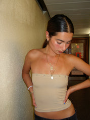 Nude Eyelet Bandeau Top