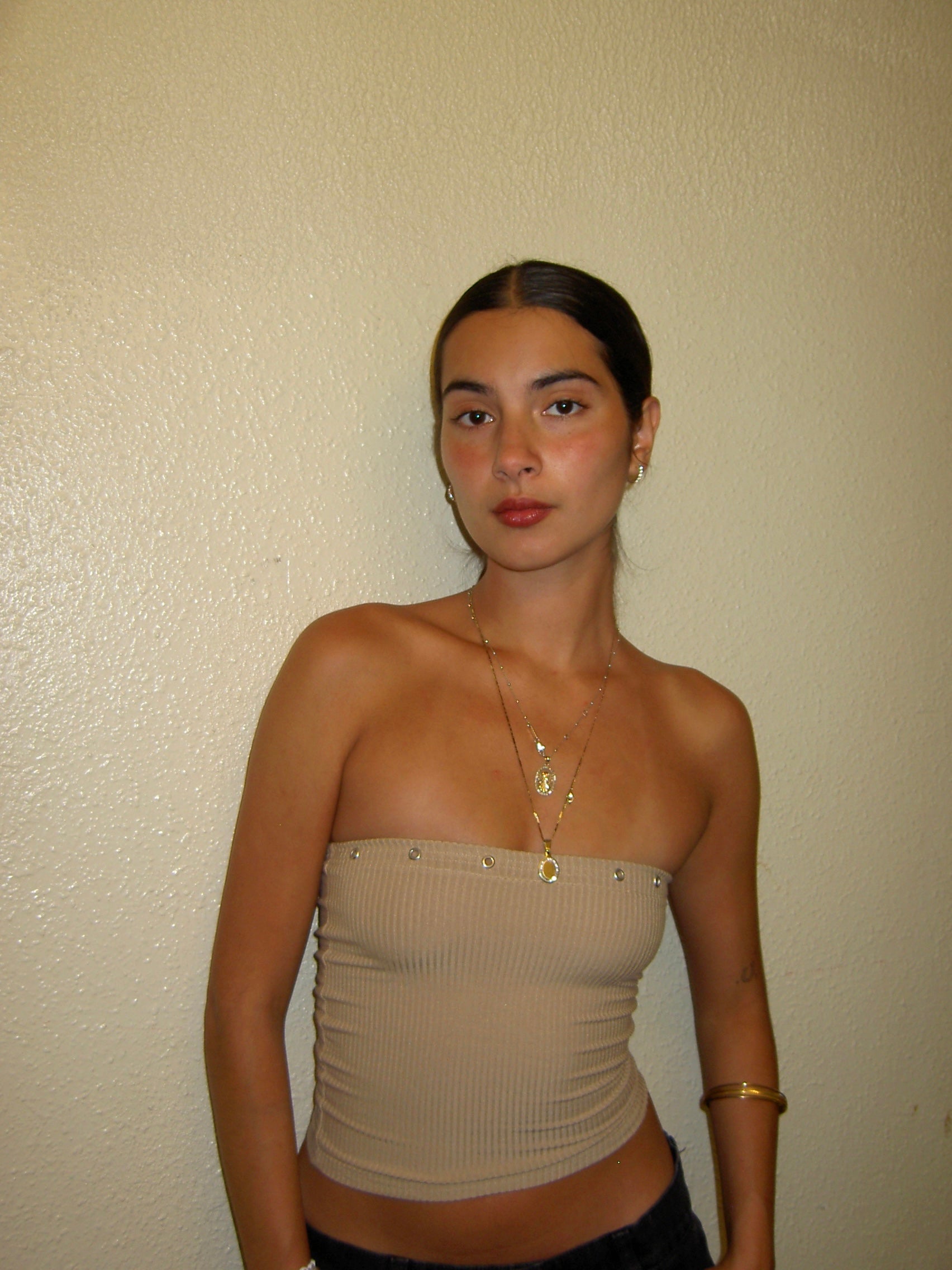 Nude Eyelet Bandeau Top