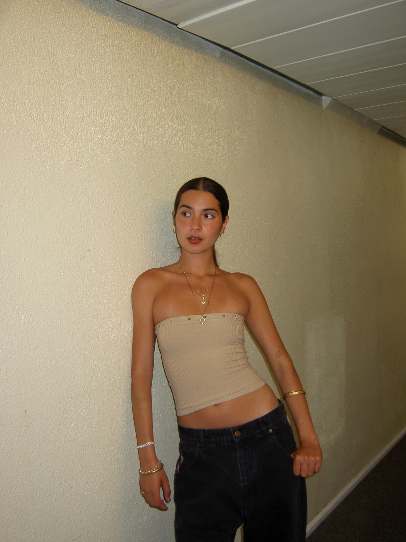 Nude Eyelet Bandeau Top