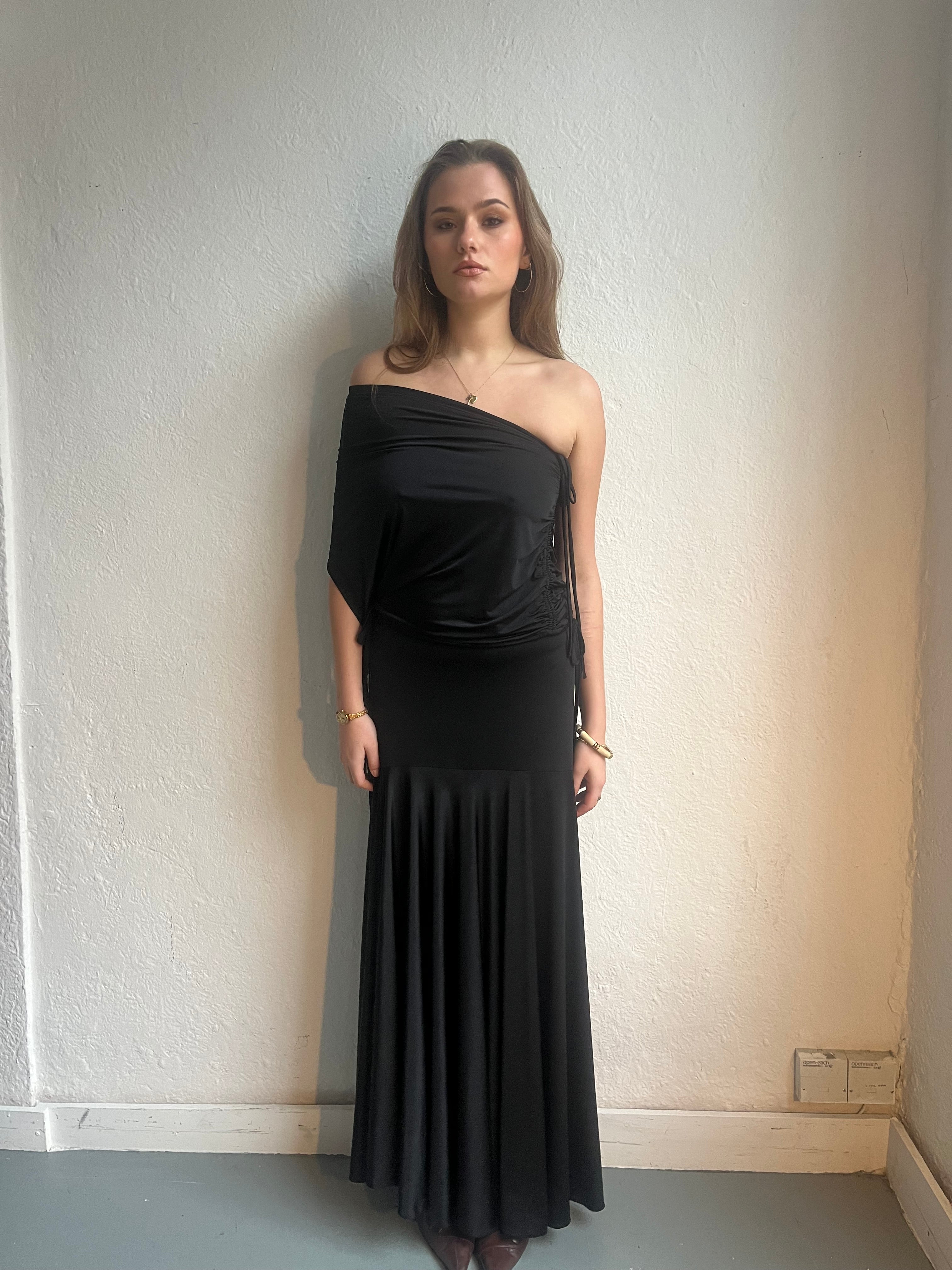 ZOE bilayer maxi skirts スリット タイトスカート 黒 ZOE bilayer maxi skirts スリット タイトスカート 黒
