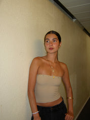 Nude Eyelet Bandeau Top