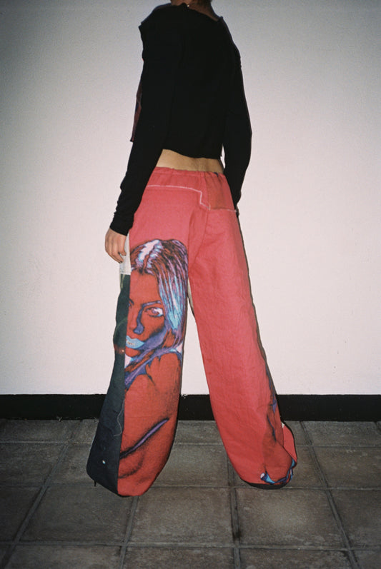 LOW-RISE ABSTRACT TROUSERS-DRAWSTRING